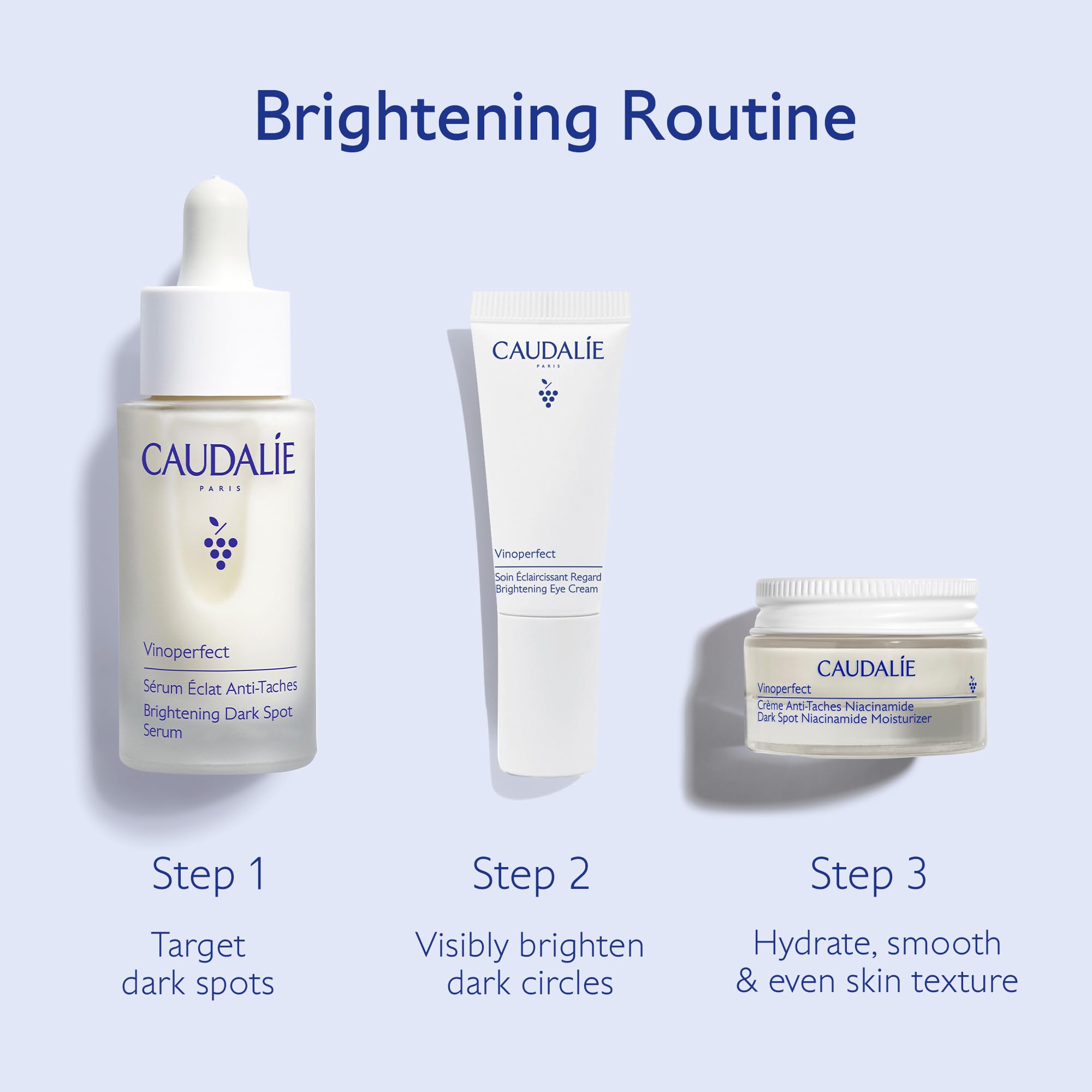 Caudalie Vinoperfect Brightening Skincare Set – Radiance Serum & Hydrating Duo (3-Piece Set)